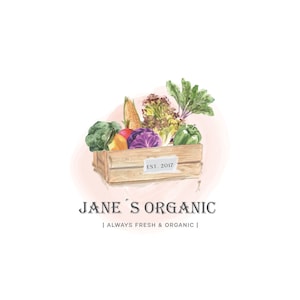 Custom Logo Design Organic Vegetables Logo Design - Organic Box Logo - Farm Logo - Vegetables Logo - Farmer Vegetable Box Logo