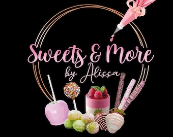 Sweet Treats Logo Design, Dessert Shots, Watercolor Style,  Cupcakes and Popsicle, Chocolate Strawberry Logo. High Qaulity Files. No Clipart
