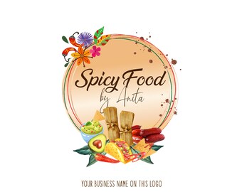 Food Logo Design, Mexico Style Food, Spicy Hot Food, Chamoy, Tamales, Avocado, Chip Tortillas. I Customize the logo with your business name.