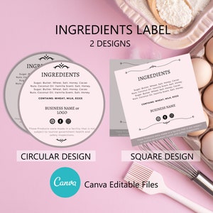 Cookie Ingredients Label - Digital File - Editable Cottage Food Label, Ingredients Label Canva Editable, Cookie Business, Printable  Label