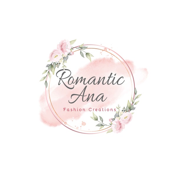 Custom Logo Design | Premade Logo Design | Romantic Boutique Logo Design | Fashion Pink Logo Design | Flower Watercolor Logo for girls