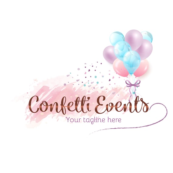 Balloons Event Logo Party Planning Confetti Premade Logo 