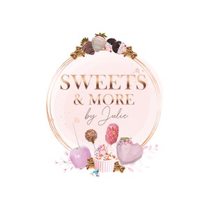 Sweet Treats Logo, Bakery Logo Design, Gourmet Popcorn Logo, Heart Breakable Logo, Apple Candy, Chocolate Strawberry Logo, Party Planner