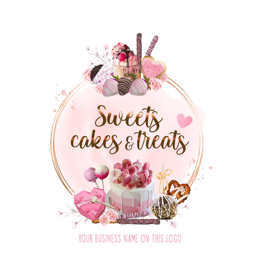 Sweets Logo Design, Sweet Treats Logo, Breakable Heart Logo, Strawberry