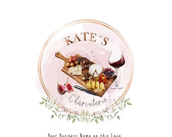 Charcuterie Cups Board Logo, Cheese Logo, Ham Figs Food Logo, Catering Logo, Food and Drink Logo, Logo Design, Meat and Cheese Board Logo