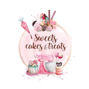 Sweets Logo Design, Bakinig Mixer Logo, Piping Logo, Strawberry Chocolate Logo, Dipped Oreos, Cakesicle Logo, Cake Logo