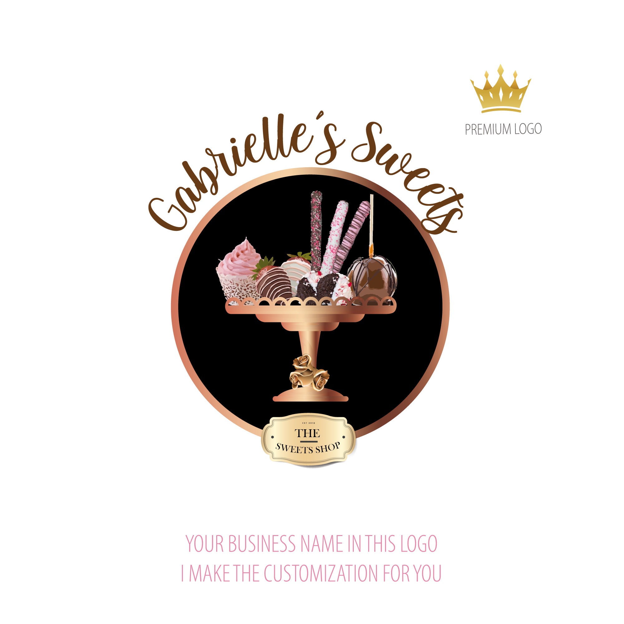 Sweet Treats Logo Desing Cake Stand Logo Strawberry Etsy