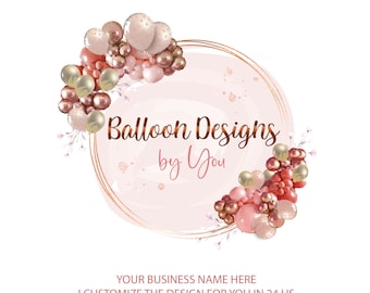 Party Planner logo , Balloon  Logo Design , Pink Arch Balloons Logo,  Event Logo Design,  Logo Celebration, Logo Party Time
