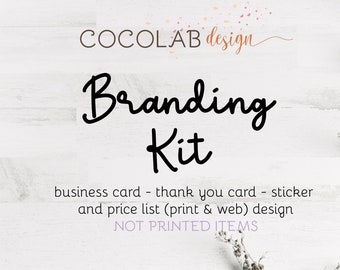 Branding Kit, includes Business Card, Thank You Card and Sticker Design matching your logo. I  Customize this files for you..