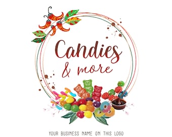 Sweet Treats Logo Design, Candy Logo, Gummies, Mexican Hot Sweets Logo, Dulces Enchilados Logo, Chamoy Logo, Hot Gummies