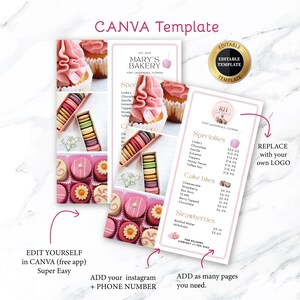 Süße Leckereien PREISLIST Vorlage, Canva Editable Super Easy, Heart Breakable, Kuchen, Cupcakes, Brezeln Preisliste, Printable Sheet