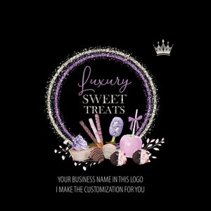 Sweet Treats Logo Design. Purple Logo, Bakery Logo, Apple Candy Logo, Strawberry Chocolate Logo, Cakesicle Logo, I customize it for you