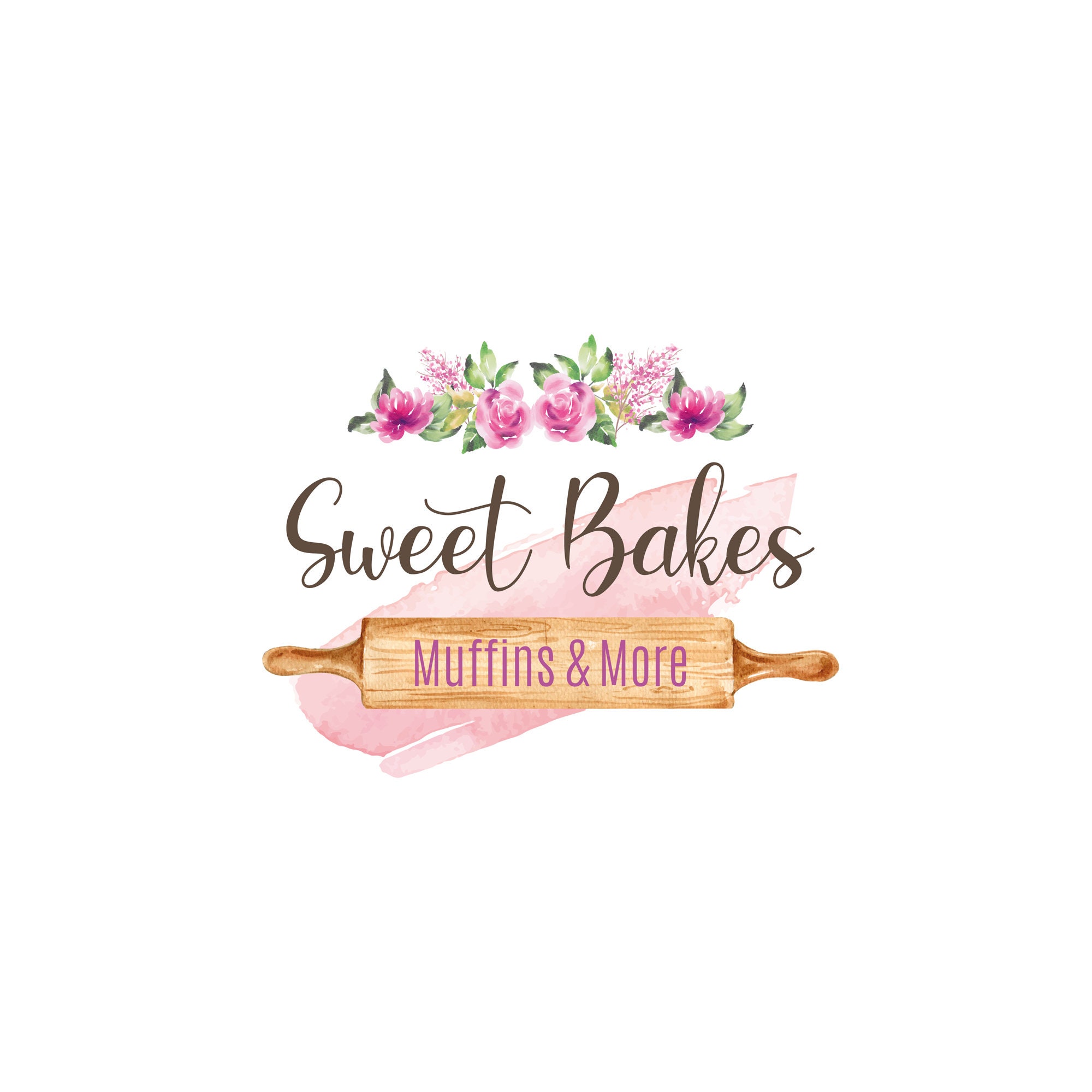 Bakery Logo Design Rolling Pin Logo Cupcake Logo Design Etsy UK