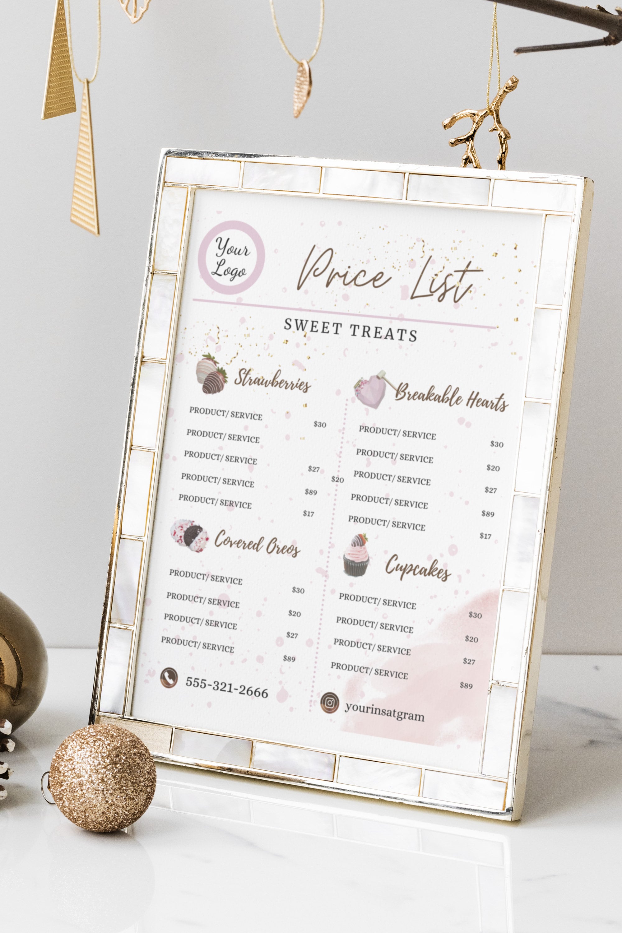 Bakery Sweet Treats PRICE LIST Template Editable Super Easy Etsy