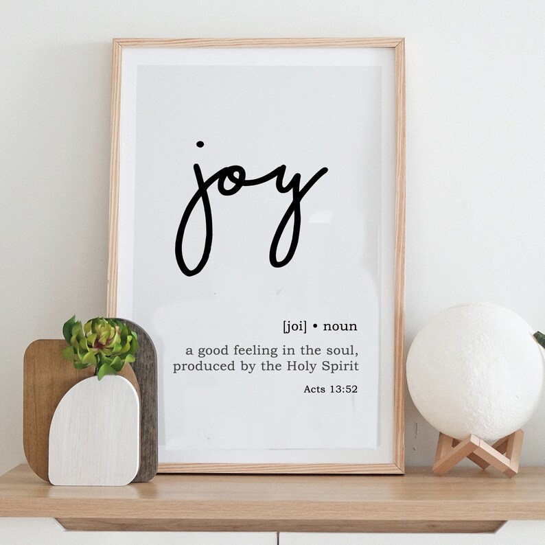 Joy Definition Wall Decor 4 Color Variations Scripture Sign Etsy