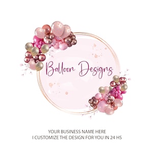 Logo Party Planner, Logo Balloon Design, Logo Pink Arch Balloons, Logo Event Design, Logo Celebration, Logo Party Time