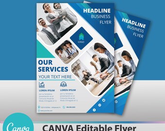 Business Corporate Flyer, Printable Flyer, Canva Editable , Super Easy, Pictures INCLUDED. You can download Print and Web files