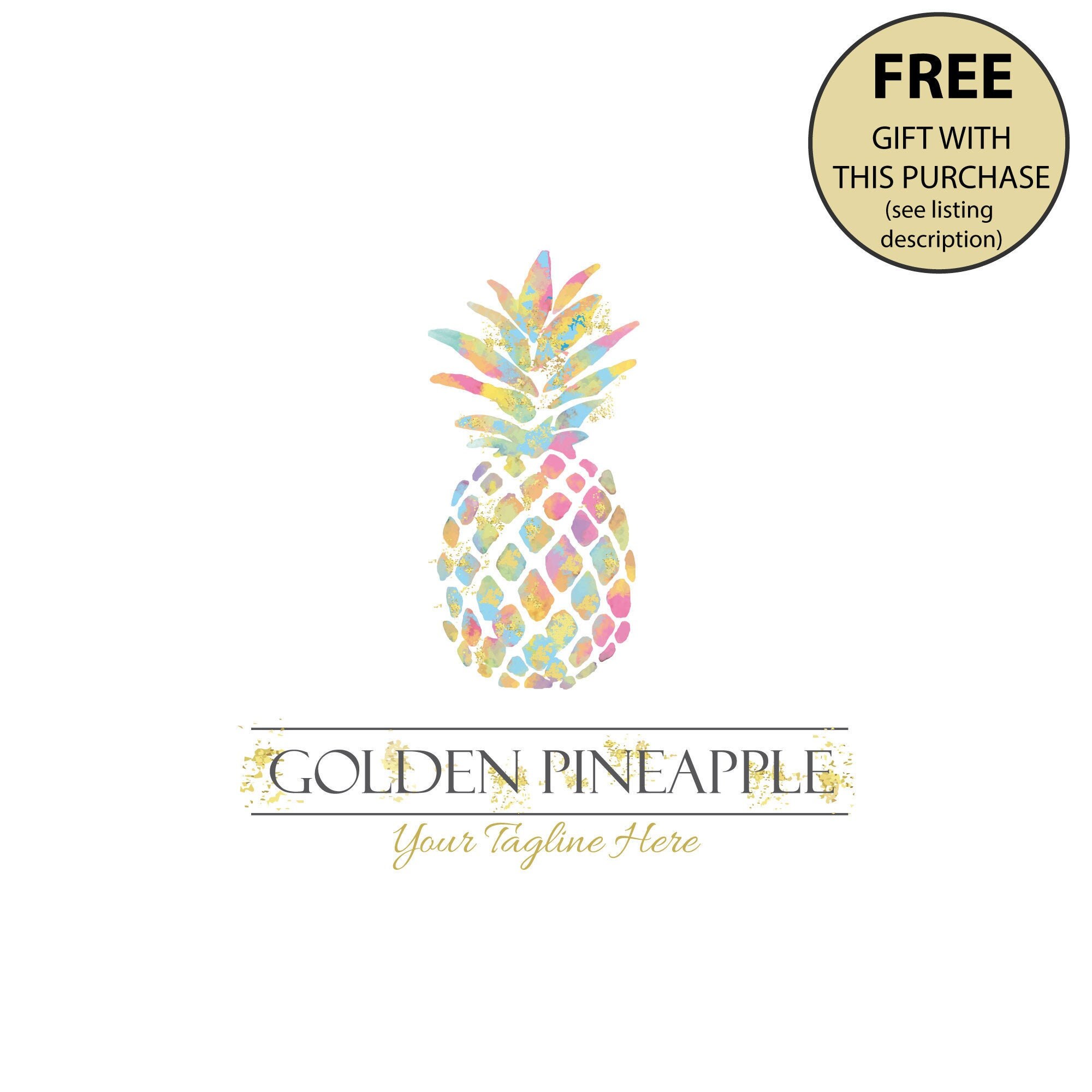 Pineapple Watercolor Logo Design Realtor Real Estate Logo Etsy
