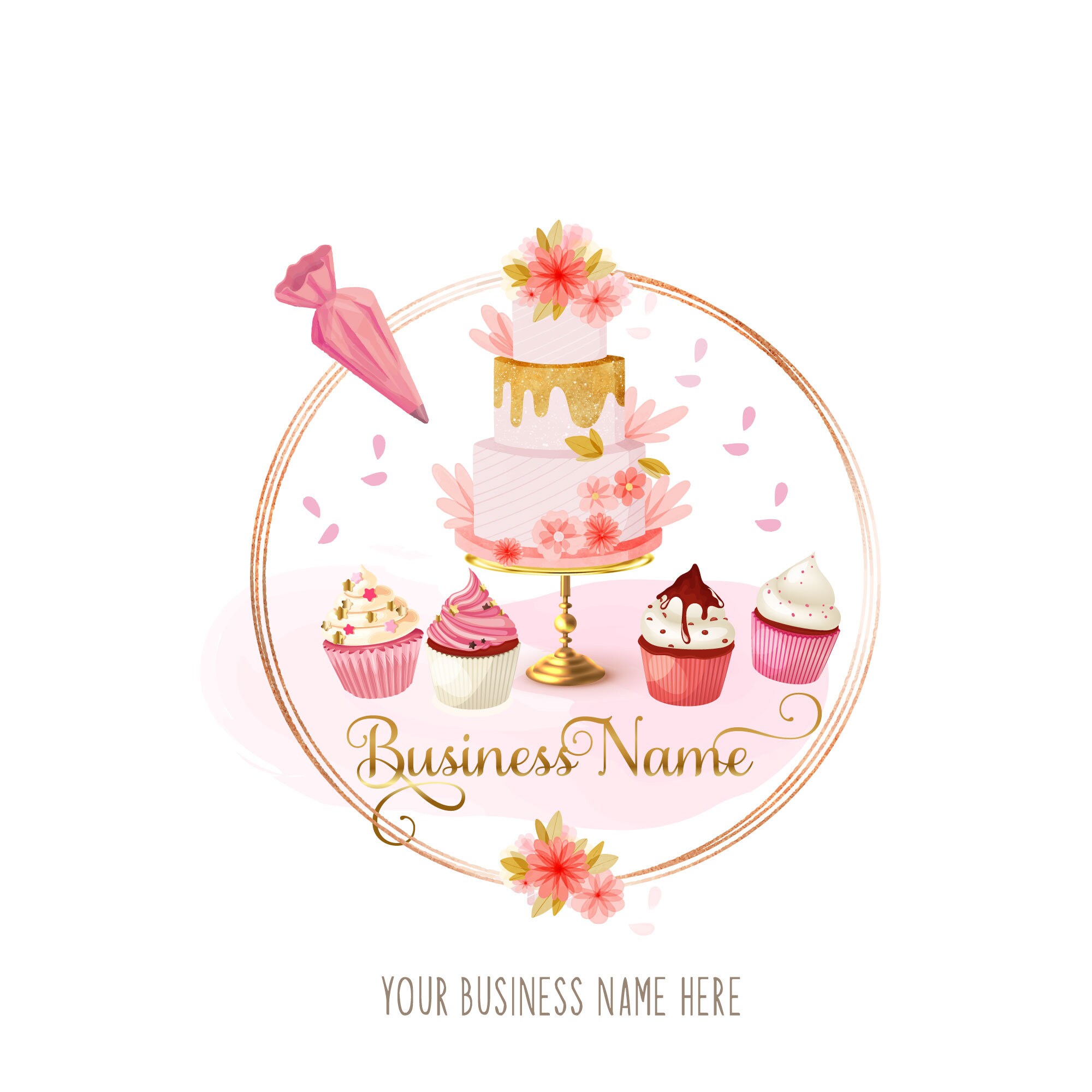 Cake Bakery and Sweets Logo - Cake Logo, Piping Bag Logo, Bakery Logo, Cupcake Logo, Tier Logo Design