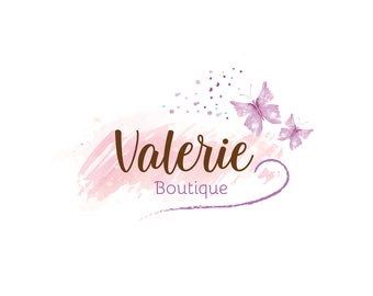 Butterfly Watercolor Logo Design Pink | Clothing Boutique Logo | Jewelry Crafts Logo Design | Premade Logo Design | Logo Design Branding