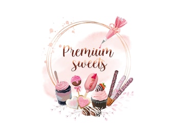 Sweet Treats Logo Design, Piping Bag Logo, Pretzel Rods  Dipped Oreos Logo, Cake Shots, Customizations Upon Request