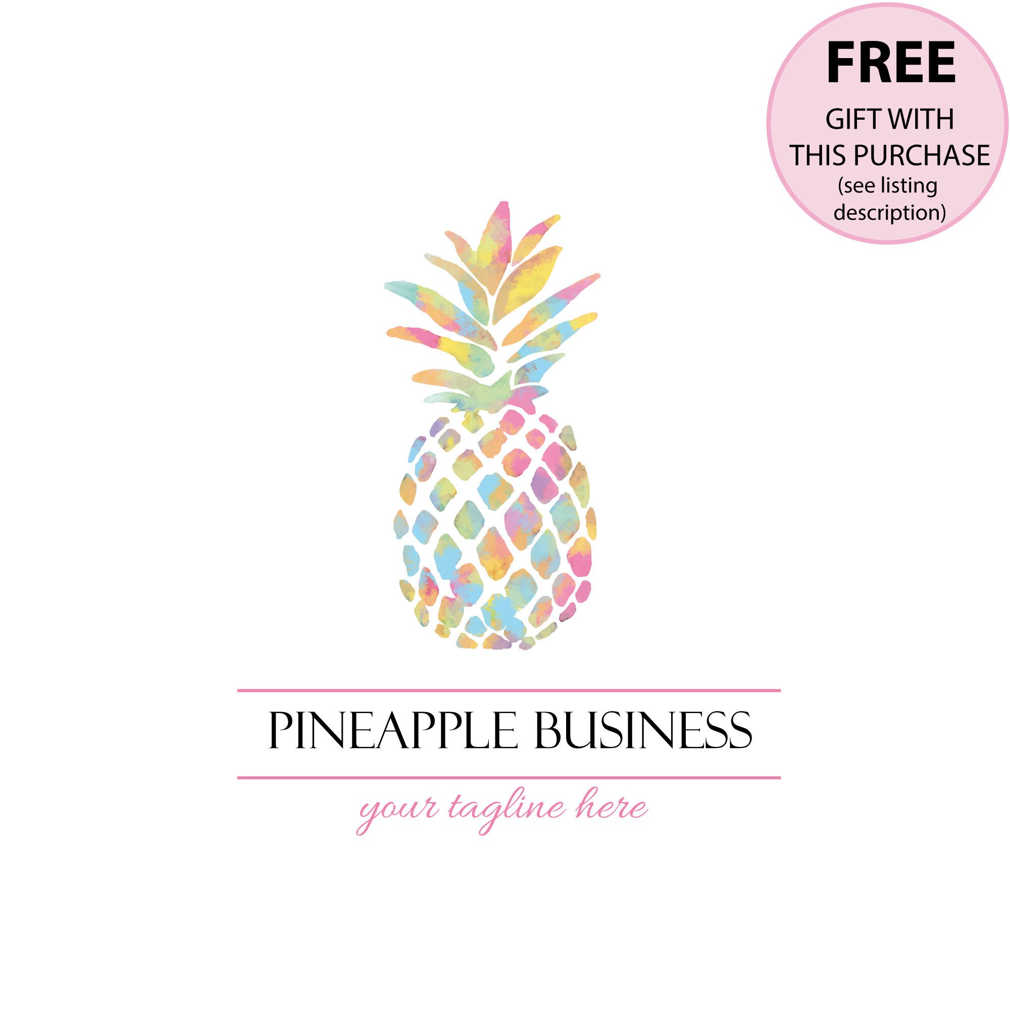 Boutique Logo Design, Pineapple Watercolor Logo Design, Jewelry Logo Design, Etsy Crafts Logo Design, Real Estate Logo Design