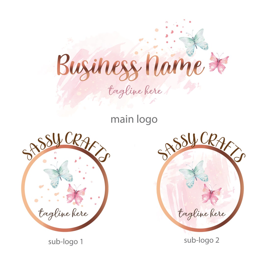 Logo Design Boutique Butterfly Jewelry Logo Design Pink Etsy