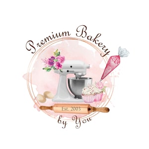 Bakery Logo, Sweets Logo, Baking Logo, Stand Mixer Logo, Kitchenaid Logo Cupcake Logo, Cake Logo, Watercolor Logo. I can make customizations