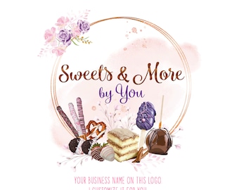 Sweet Treats Logo Design, Churro Cheesecake Logo, Pretzel Rods, Strawberry Logo, Dipped Oreos, Cakesicle Logo, I Customize your Logo