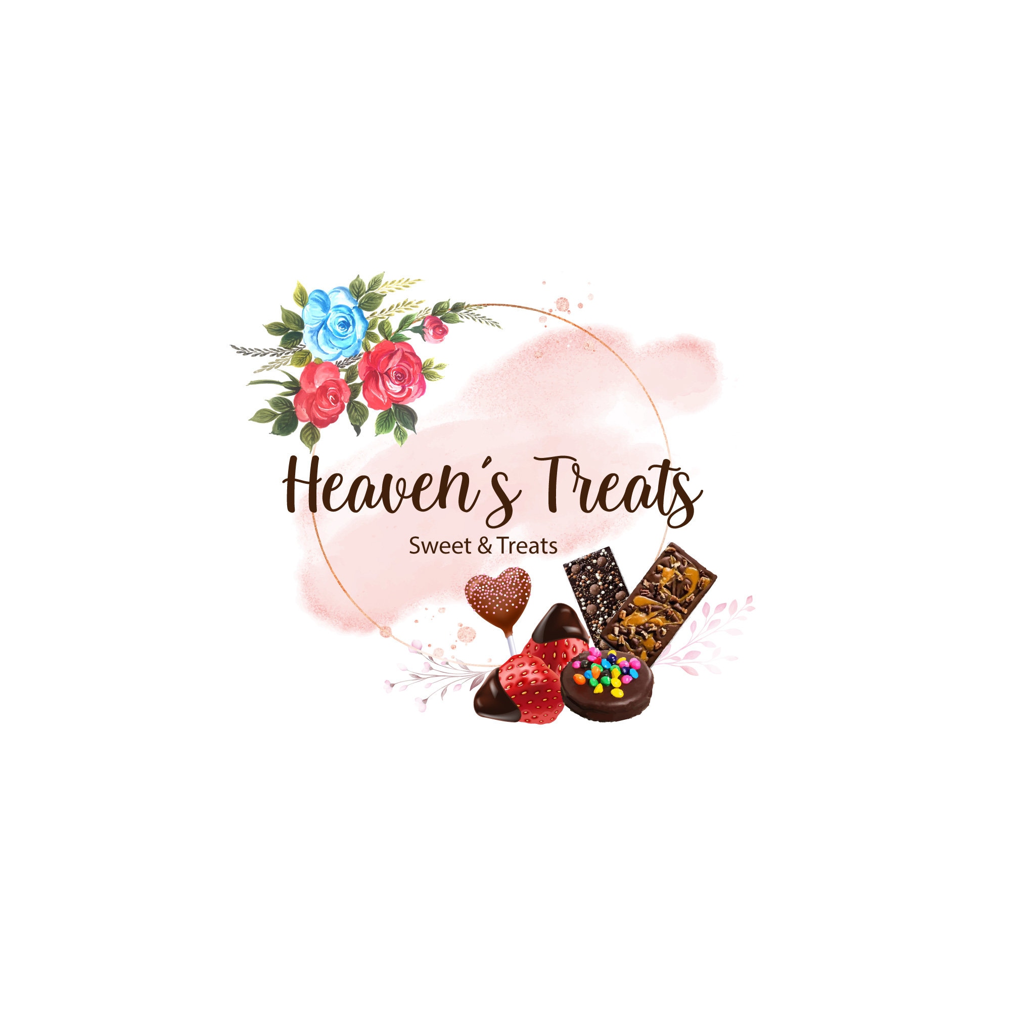 Sweet Treats Logo Desing Cake Stand Logo Strawberry Chocolate Logo Gold