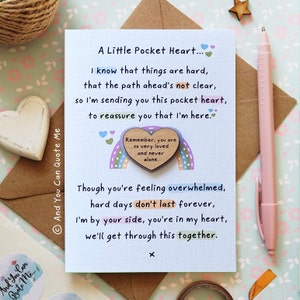 Pocket Heart, Thinking of You, Sympathy Card, Here for You, Anxiety Card, Depression Card, Pocket Token, Tough Time, And You Can Quote Me