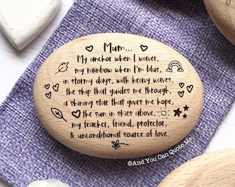 Mum Gift, Mum Pebble, Thank You Mum, Mum Birthday, Keepsake Mum Gift, Mum Poem, Mother's Day Gifts, Engraved Mum Gift, And You Can Quote Me