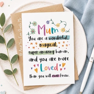Love You Mum, Thank You Mum, Magical Mum, Amazing Mum Card, Miss You Mum, Inspirational Mum Card, Mother Daughter Card, And You Can Quote Me image 1