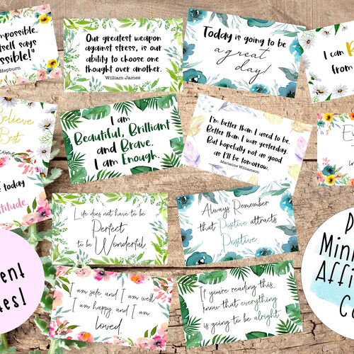 40 Printable Positivity Mini Cards Encouragement Quotes - Etsy
