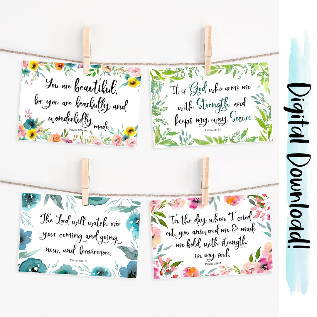 4x6 Bible Verse Cards, Psalms Quotes, Instant Download Cards, Printable ...