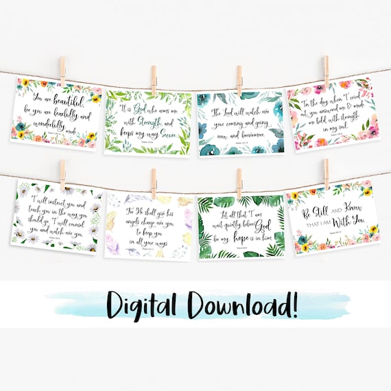 Small Bible Verse Cards, Psalms, Instant Downloads , Christian Gifts, Christian Cards, Bible Quotes, Book of Psalms, Encouraging Words