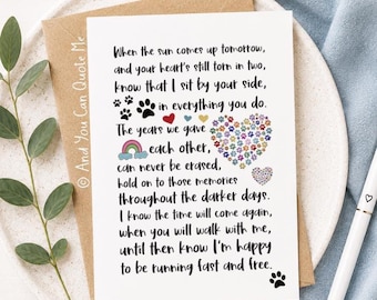 Pet Loss Card, Sympathy Card, Dog Loss, Thinking of You, Pet Memorial, Dog Memorial, With Sympathy, Paw Print Card, And You Can Quote Me