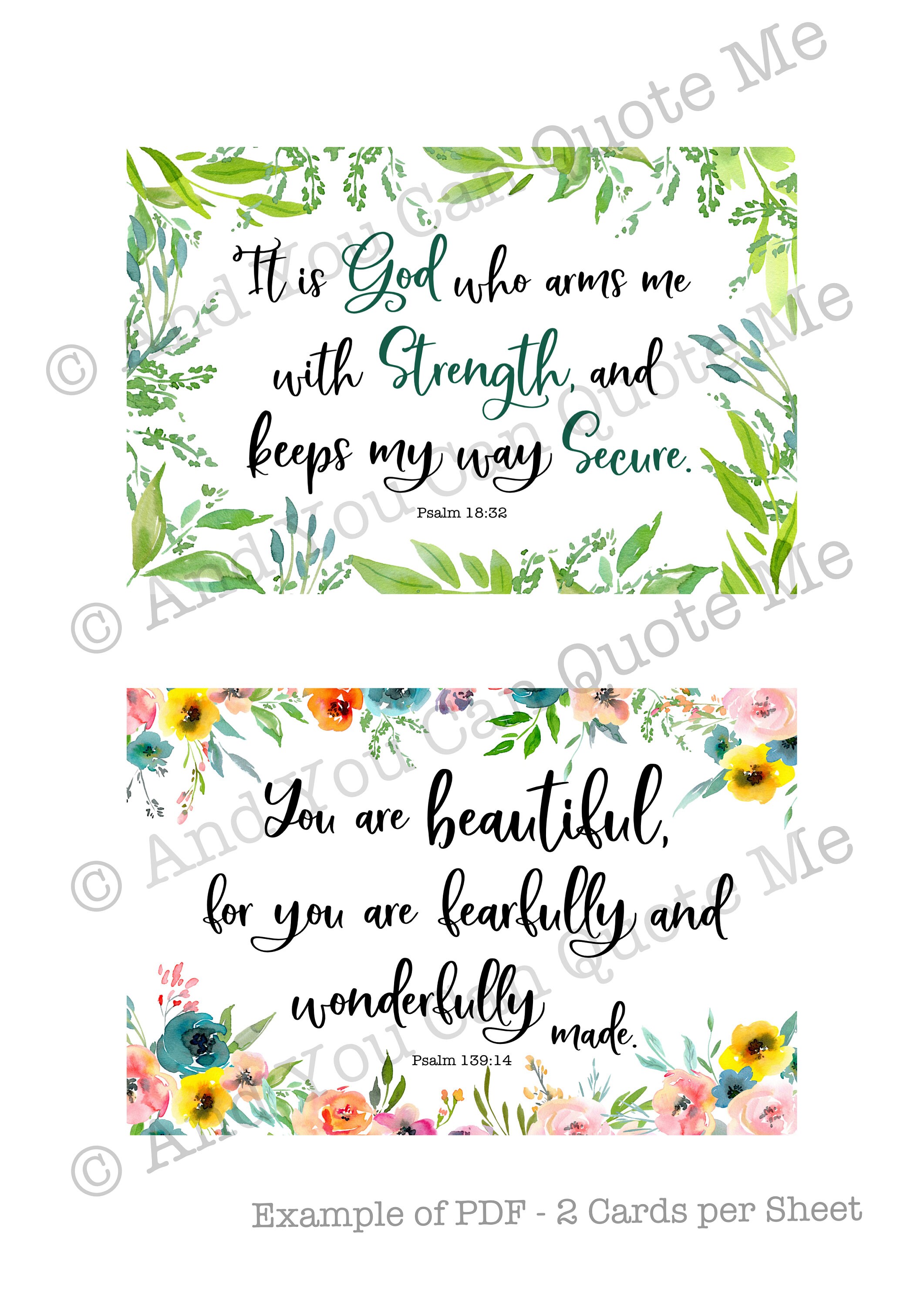 4x6 Bible Verse Cards Psalms Quotes Instant Download Cards | Etsy