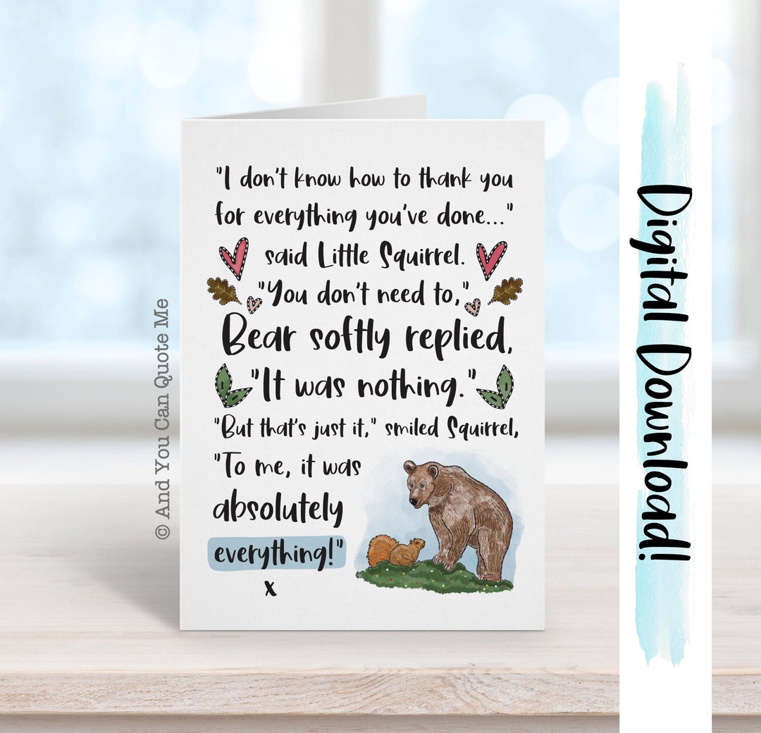 Printable Thank You Card Thank You Friend Thank You - Etsy