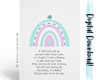 Rainbow Card, Positivity Card, Printable Card, Instant Download, Thinking of You, Cheer Up Card, Encouragement Card, Support a Friend