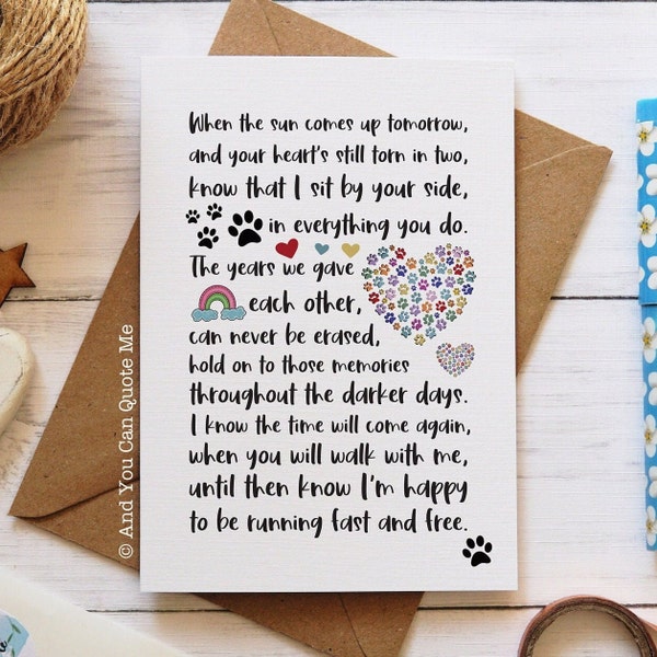 Pet Loss Card, Sympathy Card, Dog Loss, Thinking of You, Pet Memorial, Dog Memorial, With Sympathy, Paw Print Card, And You Can Quote Me