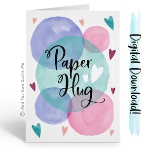 Abraço de papel, Download digital, Pensando em você, Download instantâneo, Cartão de saudades, Cartão de simpatia, Cartão para impressão, Cartão de amizade para impressão