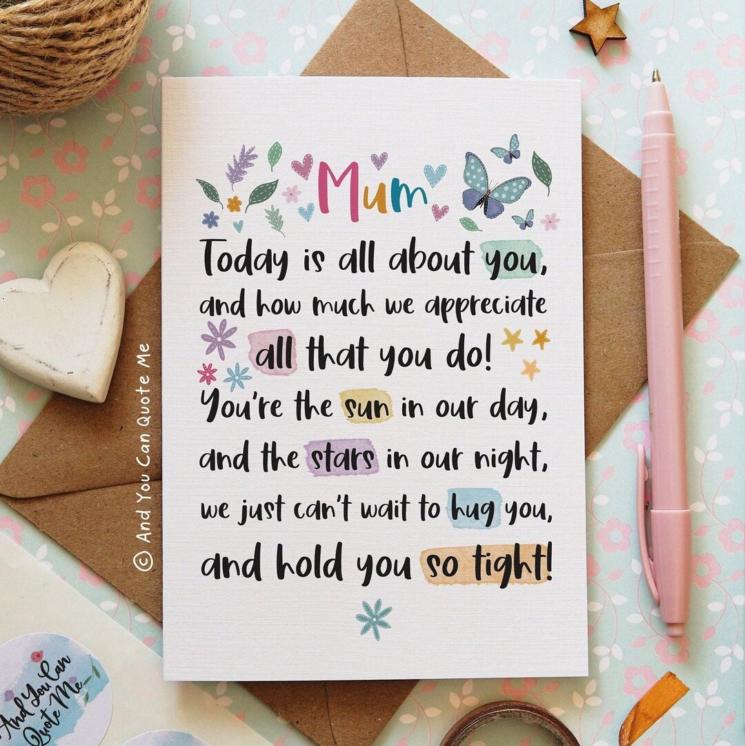 Mother's Day Card, Thank You Mum, Happy Mother's Day, Mum Poem, Miss ...