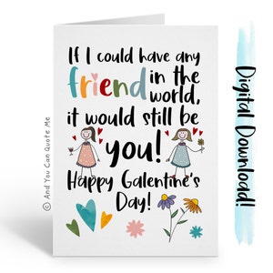 Galentines Karte, druckbare Karte, Freundin Karte, Valentinstag Karte, Sofort Download, Freundschaft Karte, Bester Freund Valentine, digital