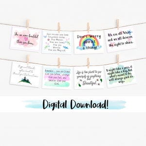 Cartes de positivité imprimables, Mots inspirants, Cartes d'encouragement, Citations positives, Citations de motivation, Je pense à toi, Téléchargeable