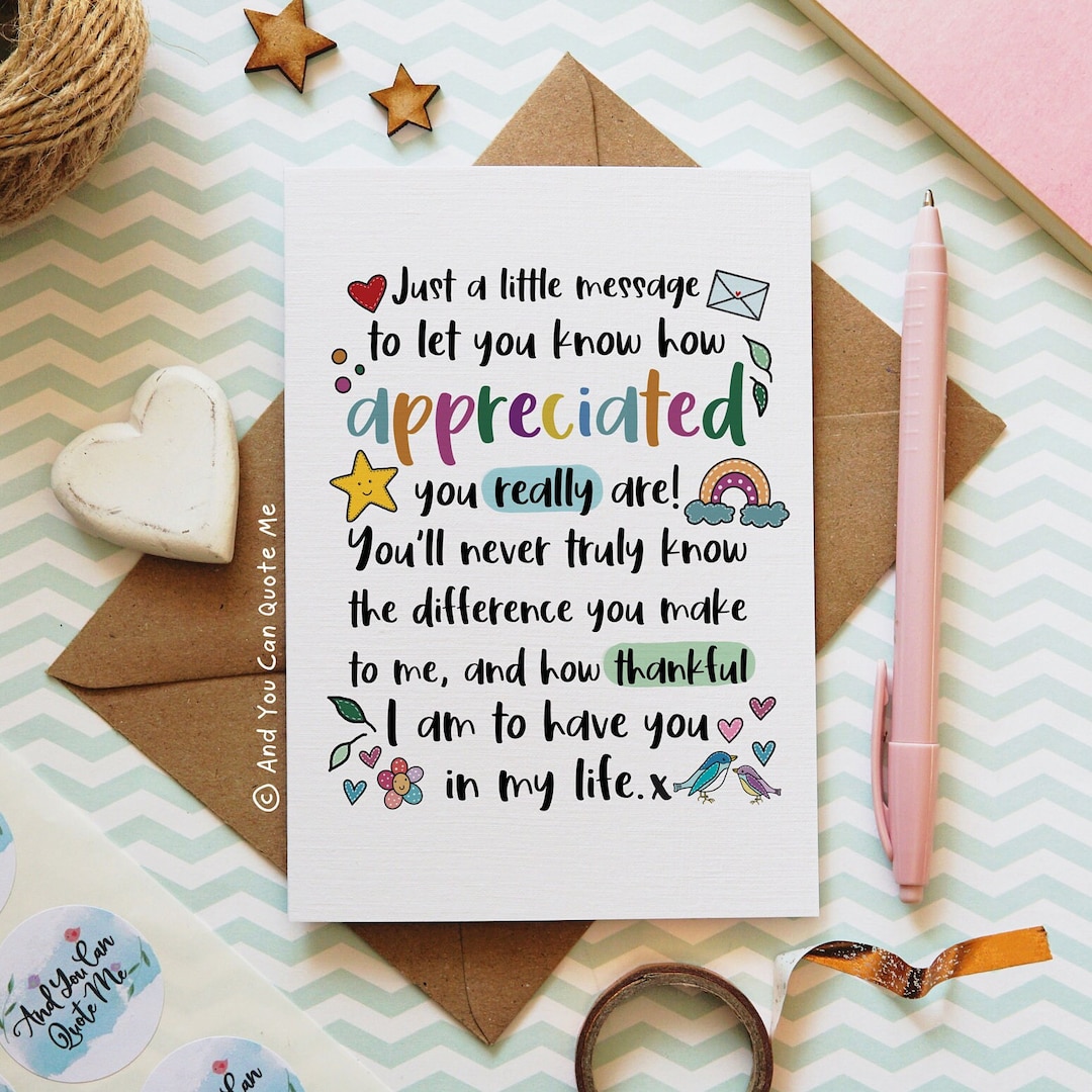 Appreciated Thank You Card Friendship Card Thank You - Etsy