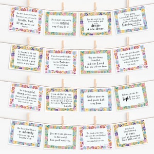 40 druckbare Minikarten, Positivitätszitate, inspirierende Zitate, digitaler Download, Positivitäts-Briefpapier, Lunchbox-Notizen