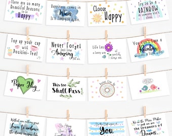 24 Printable Mini Positivity Cards, Inspiring Quotes, Encouragement Quote, Affirmation Cards, Inspirational Quotes, Friendship Cards