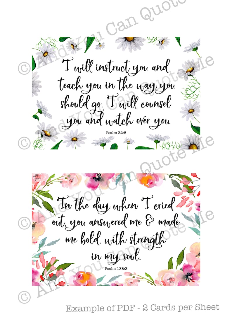 4x6 Bible Verse Cards Psalms Quotes Instant Download Cards | Etsy