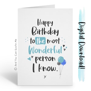 Geburtstagskarte zum Ausdrucken, alles Gute zum Geburtstag, Karte für Sie, Karte für Ihn, Unisex Geburtstagskarte, Sofort Download, Digitale Karte